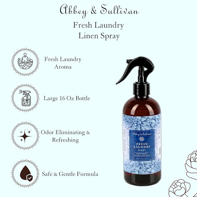 Abbey &amp Sullivan Linen Spray Fresh Laundry Scent with Fresh Green Floral Musk Pack of 2 16 oz