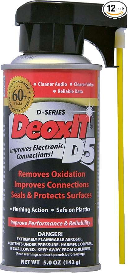 DeoxIT D5S-6 Spray More Than A Contact Cleaner 142g Integrated Straw Pack of 12