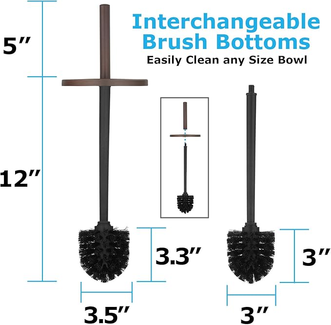 Blue Donuts Toilet Brush and Plunger Set with Holder Modern Oil Rubbed Bronze Bathroom Accessories Toilet Plunger and Toilet Bowl Brush Combo