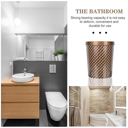 Plastic Trash Bin with Pressed Rim Office and Bathroom Wastebasket Compact Sturdy Storage Container for Home and Office Use