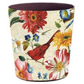Leather Trash Can Retro Decorative Waste Basket 10L Capacity Small Waste Paper Basket Waterproof Garbage Can for Bathroom Bedroom Office Kitchen and Living Room - Red Bird