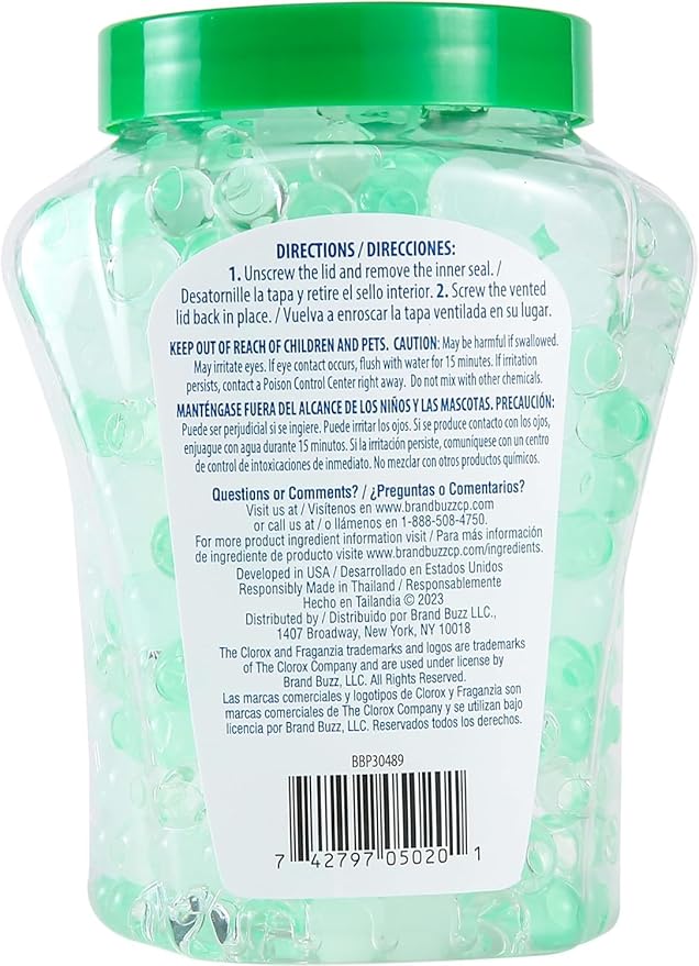 Clorox Fraganzia Crystal Beads Air Freshener Long Lasting Room Deodorizer and Odor Eliminator Gel Beads to Freshen Home Car or Office White Lily Bloom Scent 12 Fl Oz - 12 Pack
