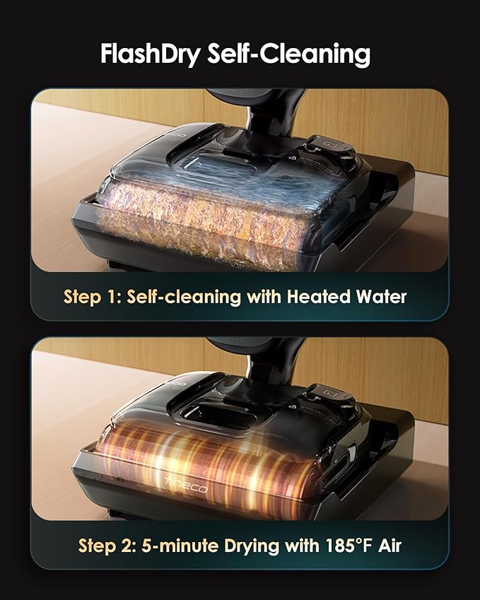 Tineco Wet Dry Vacuum Cleaner 22kPa Suction Floor Cleaner Mop 50 Min Runtime iLoop Smart Sensor DualBlock Anti-Tangle Design 185℉ Flashdry Dual-Edge Cleaning 180° Lay-Flat Floor One S7 Artist