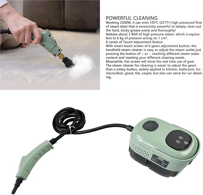 Steam Cleaner 2500W High Pressure Handheld Steamer High Temp 6 Speeds Handheld Steam Cleaner Steam Cleaning Machine with for Home Use Kitchen (US