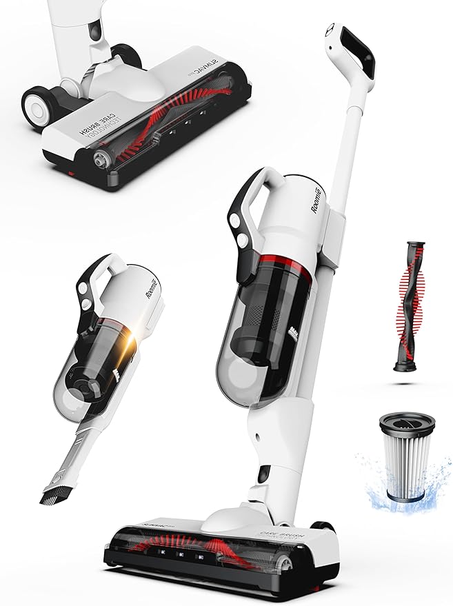 Roomie Tec SlimVac Pro Cordless Vacuum Cleaner for Home - 2200mAh Battery High Suction Power Lightweight Detachable Handheld with HEPA Filter – Multi-Surface Cleaning for Carpets Hard Floors Cars