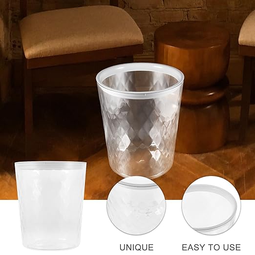 Toyvian Thickened Transparent Trash Can Large Capacity Wastebasket Garbage Container for Kitchen Bathroom Bedroom Home Lightweight Design for Cleaner Living Spaces