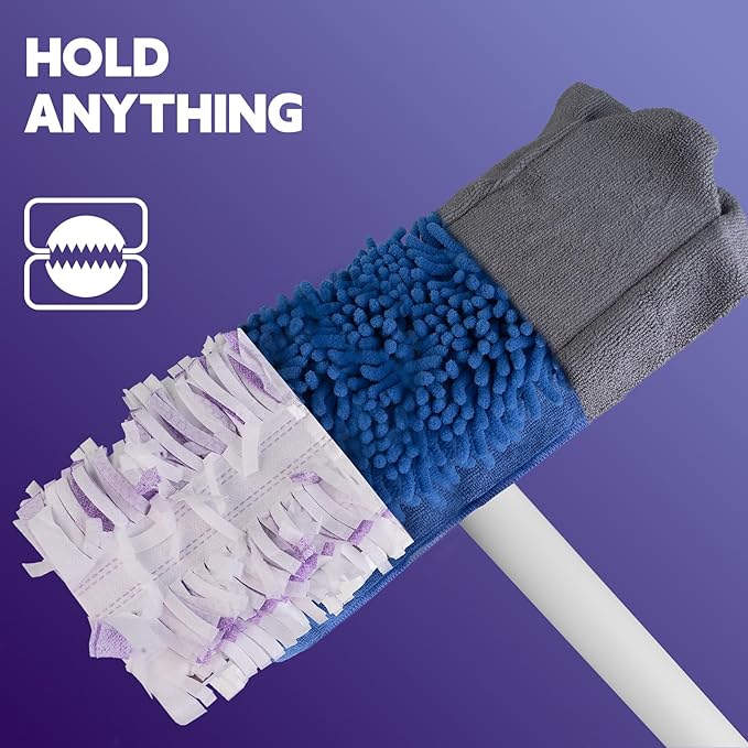 Sweeper Mop for Floor Instantly Attach &amp Remove Cloth Touch-Free Compatible with Swiffer Pads Clamp Dust Mop