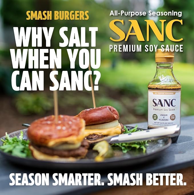 SANC All Purpose Korean Soy Sauce 12.2 Fl Oz (Pack of 3) – Less-Sodium Salt Substitute NON-GMO Bean No Artificial Additives Naturally Brewed Soy Sauce with Music Fermentation