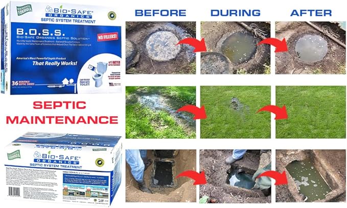 Bio-Safe Organics - Septic Tank Shock - Shock Combo Drainfix 5 Gal. &amp Large BOSS package - Patented Exxon Valdez Septic Tank Treatment - Septic Maintenance