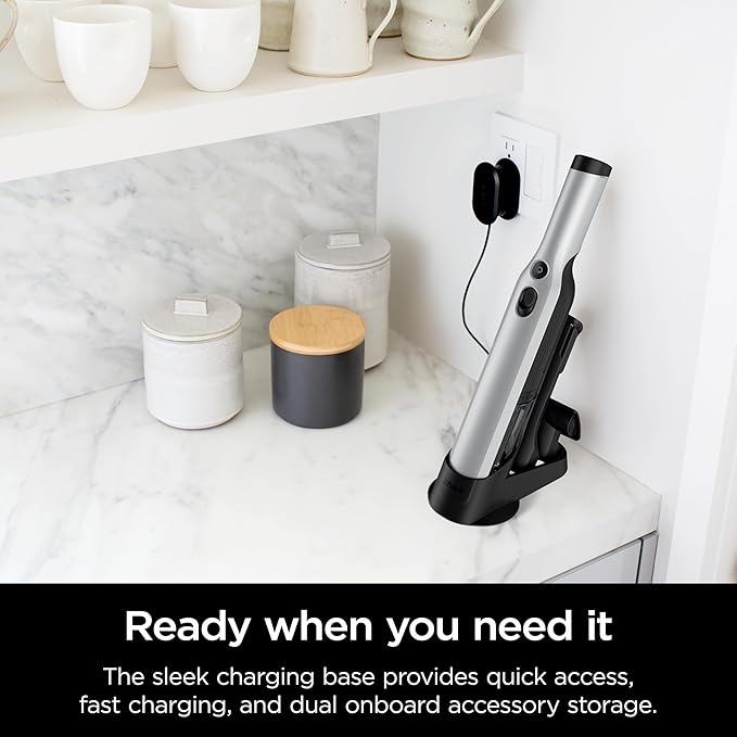 Shark WANDVAC Cordless Hand Vac Lightweight Versatile and Portable at 1.4 lbs. Powerful Suction Charging Dock One-Touch Empty NEW Furfins Tool &amp Crevice Tool for Pet &amp Home Gray WV201W