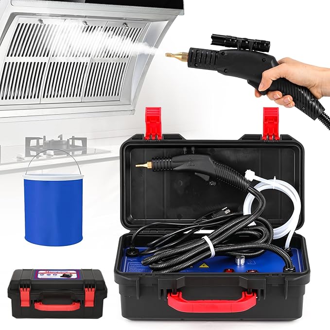 Moongiantgo Handheld Steam Cleaner 1700W High Pressure Steamer for Cleaning Chemical-Free Cleaning Machine for Home Use Bathroom Grout Tile Kitchen Grease Floor Gaps Auto Car Detailing (A)