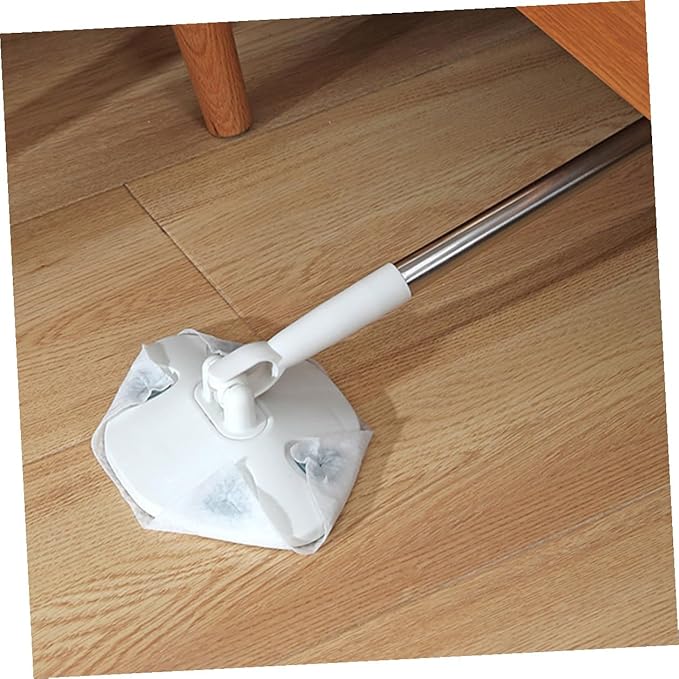 SUPVOX Retractable Dust Mop with Rotatable Triangle Head No Washing Handheld Household Cleaning Mop White for Home Use