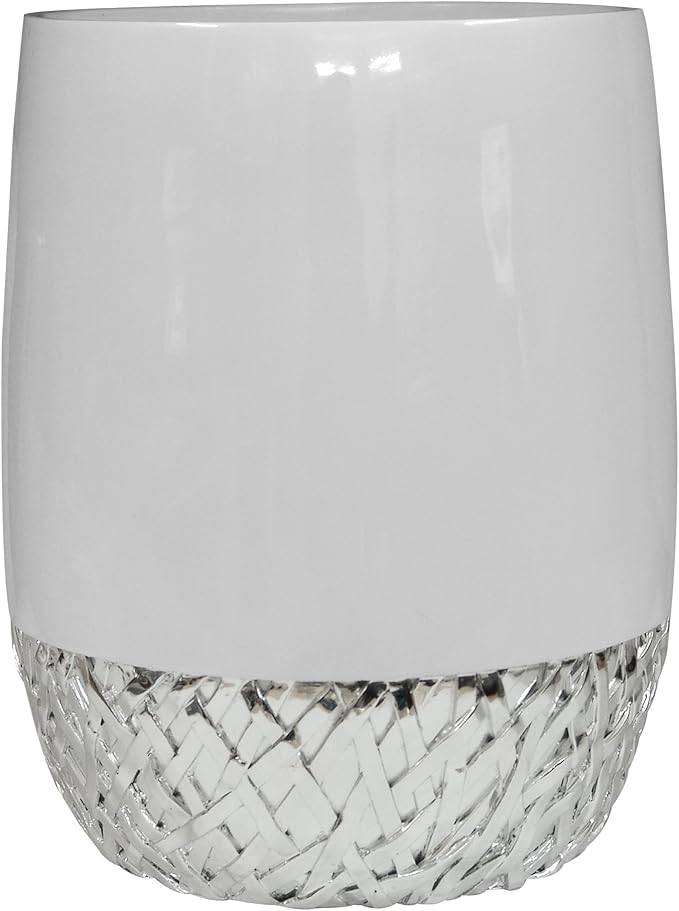 nu steel Bali Bathroom Wastebasket Bin Trash Can in Premium Resin and Chrome for Bathrooms &amp Vanity Spaces