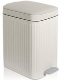 rejomiik Small Bathroom Trash Can with Lid Slim Soft Close Garbage Can Step Wastebasket Container Trash Bin for Office Bedroom Kitchen Living Room (2.6 Gallon Cream)