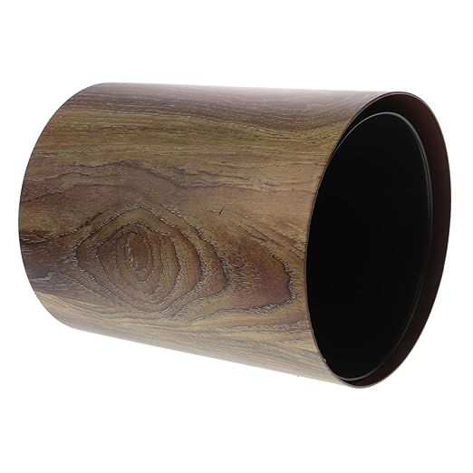 Cabilock Large Capacity Imitation Wood Grain Trash Can Bathroom Kitchen Office Waste Basket Storage Container