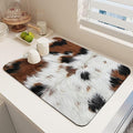 Coffee Bar Mat Super Absorbent Rubber Anti Slip Bottom Striking Cow Anti Stain Coffee Mat for Countertop Large Dish Drying Mat Accessories Suitable for Kitchen Counter Restaurants