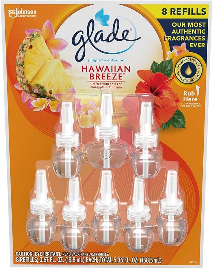 Glade 724211 Hawaiian Limited Edition Plugins Scented Oils Refills 25% More -Hawaiian Breeze Yellow