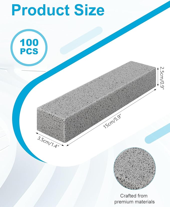 100 Pcs Pumice Stick for Toilet Cleaning Pumice Stone for Cleaning Stove Grates Oven Bathroom Grill Kitchen SinksToilet Hard Water Stain Remover