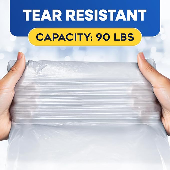 55-60 Gallon Trash Bags 1.5 Mil Fits Rubbermaid Brute Round and Square 32-55 Gallon Rollout Containers 43x47 Trash Can Liners Clear Garbage Bags 55 Gallon Pack of 100