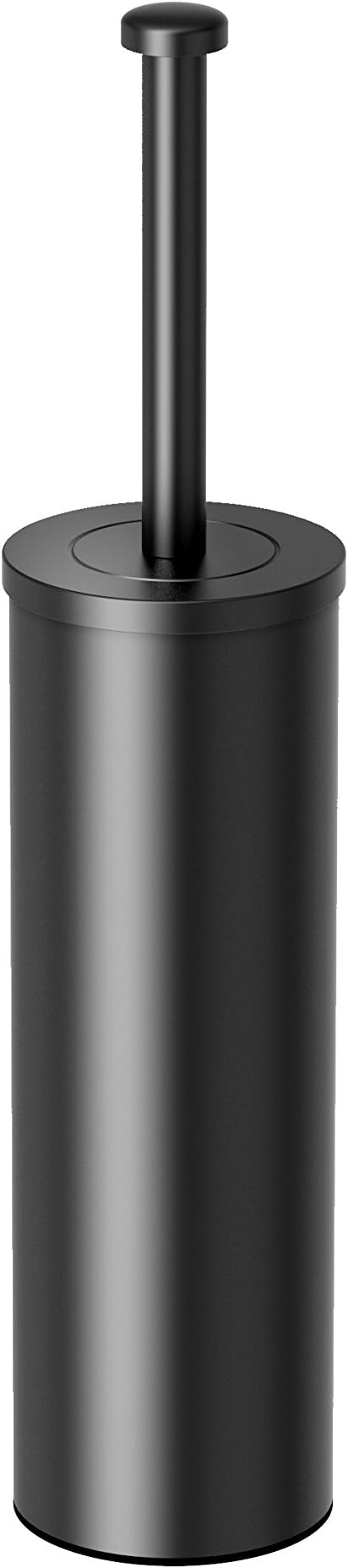 Gatco 1481MX Latitude II Round Toilet Brush and Holder Freestanding Bathroom Toilet Brush Set Matte Black