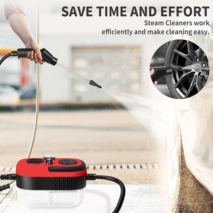 Steam Cleaner 6-gears Adjustable 15s Heat-Up 1.29 Quarts Tank Portable Steamer for Cleaning with 26 pcs Accessories Steam Cleaner for HomeDirt Grease Grout TileFloorCouch and Car