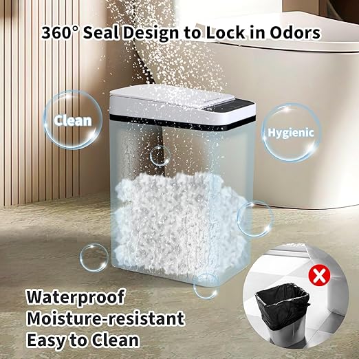 3 Pack Bathroom Trash Can with Lid 2.5 Gallon Small Slim Trashcan Automatic Trash Can Touchless Motion Sensor Waterproof Plastic Trash Bin for Bedroom Kitchen Office Living Room (Black+Gray+White)