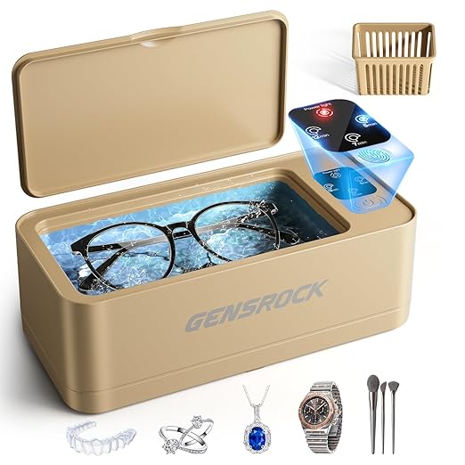 GENGROCK Ultrasonic Jewelry Cleaner Machine 48kHz Sonic Cleaner 3 Modes Deep Cleaning 360ML Food Grade Tank 45dB Quiet for Jewelry Rings Gold Silver Glasses Dentures(Rose Gold)