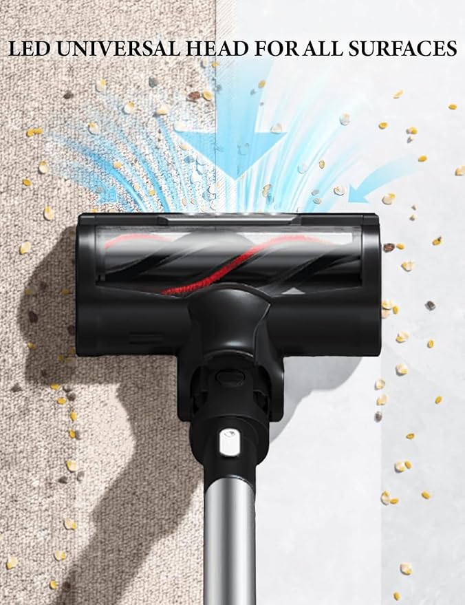 V12 Cordless Vacuum Cleaner 400W 65Mins Cordless Stick Vacuum Powerful Suction LED Touch Display Rechargeable Wireless Handheld Lightweight Vacuum for Home Hard Floors Carpet Car Pet Hair