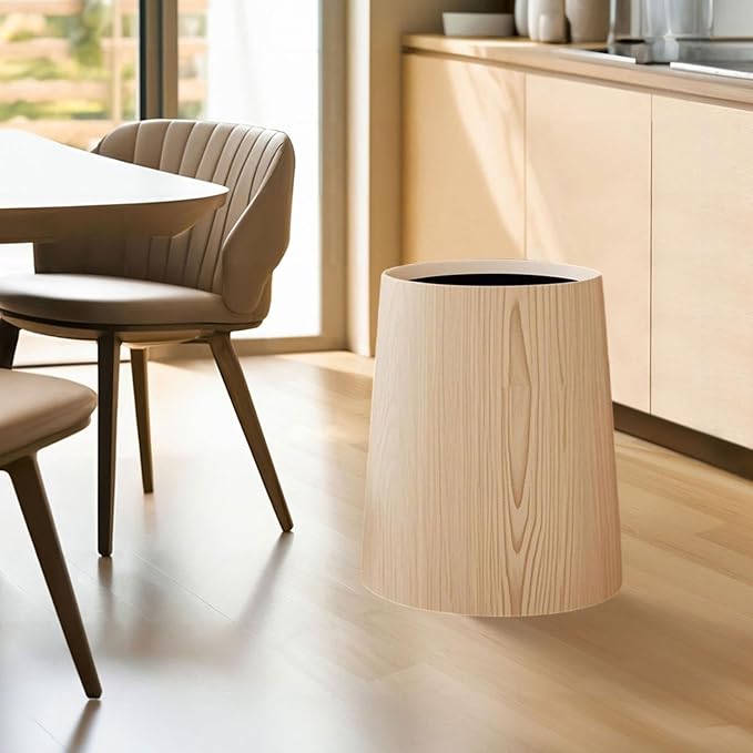 Household Trash Bin Bathroom Trash Can Reusable Stylish Removable Inner Wastebasket Toilet Paper Basket for Restroom Laundry L Wood
