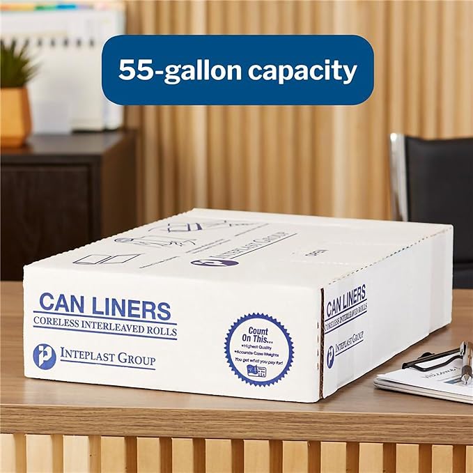 McKesson 55 Gallon Trash Bags - 100 Count 43 x 47 Black Garbage Bags Heavy Duty 1.5 Mil with Star-Sealed Bottom Large Trash Can Liners for Commercial Use Coreless Rolls