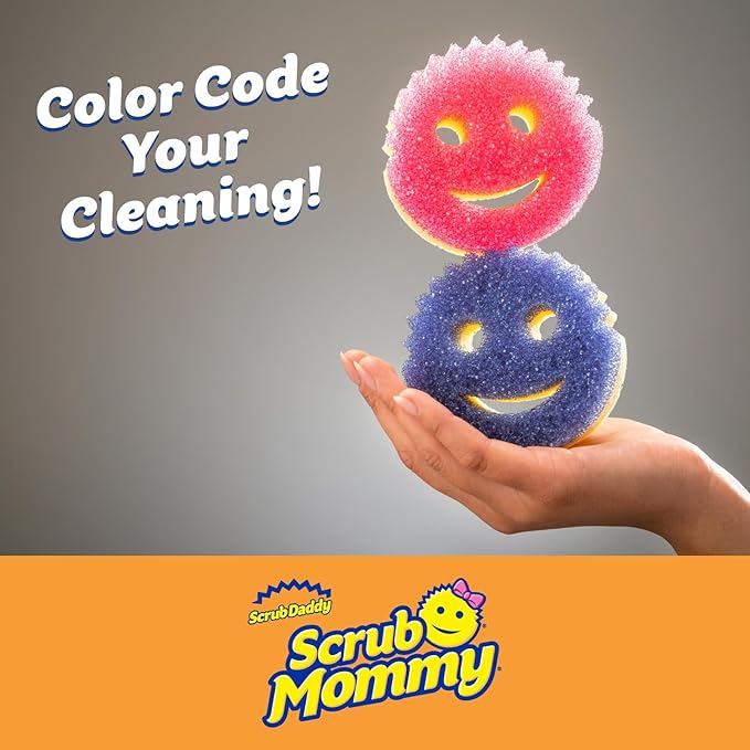Scrub Daddy Scrub Mommy Colors 3ct + Daddy Caddy - Scratch-Free Multipurpose Dish Sponge + Sponge Holder - BPA Free &amp Made with Polymer Foam - Stain &amp Odor Resistant Kitchen Sponge