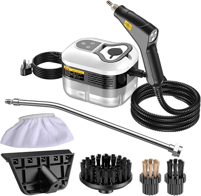 High Temperature High Pressure Steam Cleaner Portable Handheld Steam Cleaner for Kitchen Cleaning Bathroom Sofa Living Room Tile Clearance Cleaning(White)