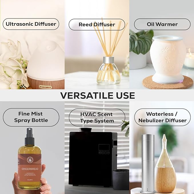 Aroma Country Gingerbread Diffuser Oil - Luxury Essential Oils for Diffuser Refill &amp Air Freshener Room Spray - Long-Lasting &amp Natural Home Fragrance Gingerbread Scented Oil (8.5 Fl. oz)