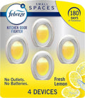 Febrezee Small Spaces Plug in Air Freshener Alternative for Home Odor Eliminator for Strong Odor 4 Count (Pack of 1) (Lemon)