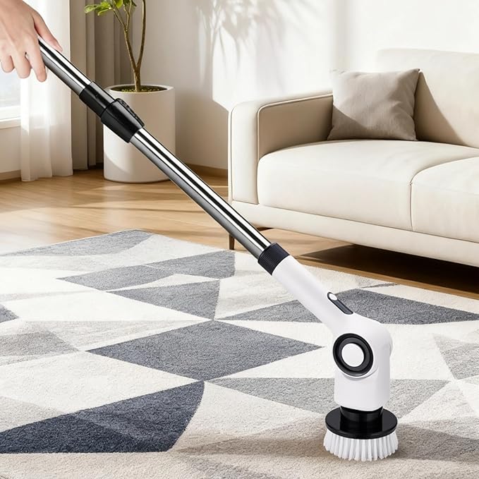 7-in-1 Electric Spin Scrubber Cordless Bathroom Cleaner 450 RPM with Extension Handle