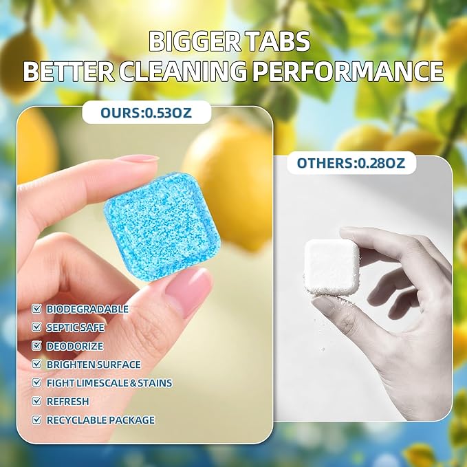 Toilet Bowl Cleaner Automatic Long Lasting Continuous Toilet Bowl Cleaners 3 Bottles Toilet Bowl Cleaning Tablets 30 Count Fast Dissolve Plastic-free Powerful Clean Septic Safe