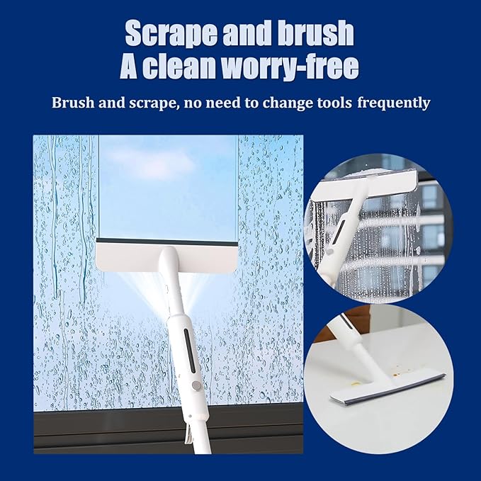 Squeegee for Window Cleaning with SprayWindow Washing Kit with Extension PoleDouble Sided and Long Handle Window Cleaner Tool for Car and Home with - 14 Inches - 3pcs Rags