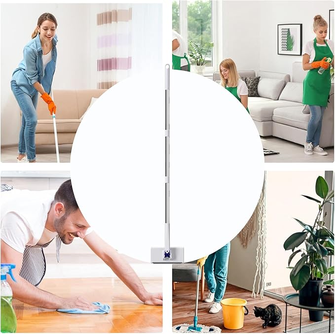Genérico Lazy Mop - Wet or Dry Floor Cleaning Supplies | Automatic Mop with Cloth Clip | for Kitchen Doors Slots Walls and Bathroom