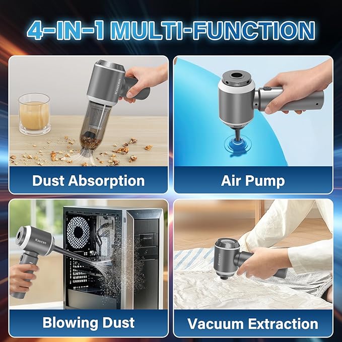 4-in-1 Car Vacuum Portable Cordless &amp Dust Buster 20000pa High Power Handheld Vacuum Cordless Rechargeable Mini Vacuums with 3 Reusable Filter Vacuum Cleaner for Car Home Office &amp Pet(Silve