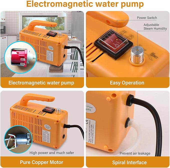 1700W High Pressure Steam Cleaner Handheld Portable Steam Cleaning Machine with 3 Brushes for Cleaning Grout Tile Car Kitchen Bathroom (Self Controlled 220V 2600W)