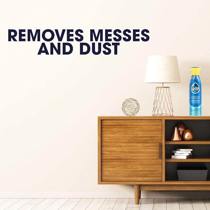 Pledge pH-Balanced Multisurface Spray Gently Clean 101 Surfaces Remove Dust and Messes No Residue - Rainshower Scent 9.7oz (Pack of 12)