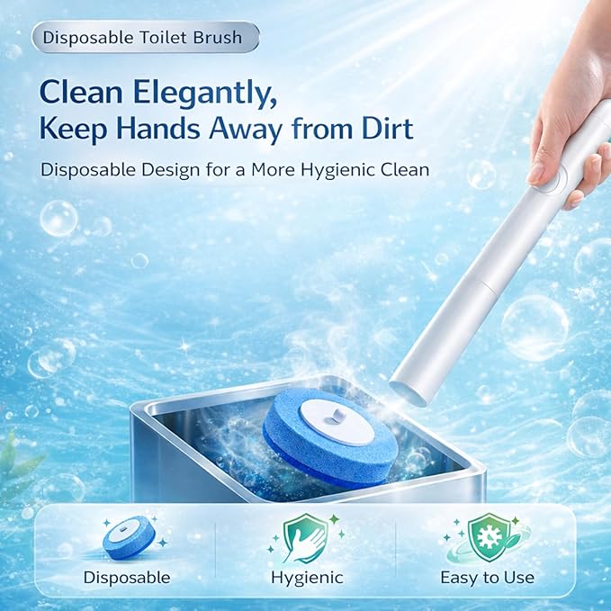 Disposable Toilet Cleaning System with 40 Refills Toilet Wand Kit with Holder Wall Mounted Toilet Brush Set for Deep Cleaning Bathroom Bowl Hygienic Toilet Bowl Cleaner Kit (1PCS40)