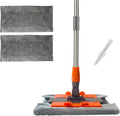 Professional Microfiber Mop Includes 2 Reusable Mops Head and 1 Scrub Brush Ideal for Hardwood and Tile Floor Cleaning Stainless Steel Telescopic Handle Rotating mop Head