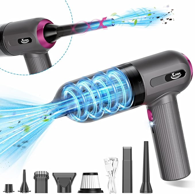 KMM Handheld Car Vacuum Cleaner 4 in 1 Vacuum Cleaner 16000Pa Air Duster 3-Speed Adjustable 120W High Power Vacuum Cleaner with LED Light and Multi-Nozzles for Car Home Office Pet