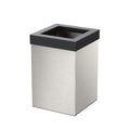 Gatco 1914MX Modern Square Wastebasket Satin Nickel and Matte Black Combo - Stainless Steel Trash Can with Removable Lid Leakproof 3 Gallon Capacity for Bathroom Bedroom Kitchen or Office
