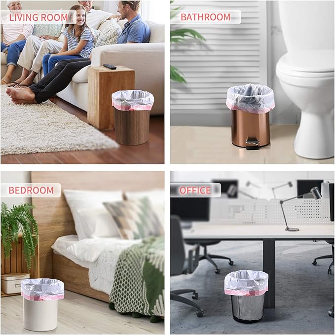 Small Trash Bags KONE 192 Count 4 Gallon Drawstring Extra Thick Garbage Bags Wastebasket Bin Liners Plastic Trash Bags for Bathroom Bedroom Office Car Kitchen Home