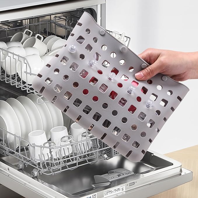 Baby Bottle Drying Rack with Brush &amp Dishwasher Basket - Space Saving Standing Drying Rack for Baby Bottles Pump Parts &amp Accessories Compact Organizer Holds Up to 8 Bottles (Blue)