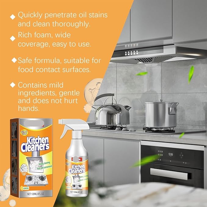 Kitchen Foam Cleaner - Removes Stubborn Grease &amp Oil Prevents Mineral Deposits For Stoves &amp Range Hoods(2PCS)