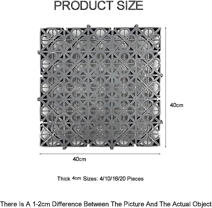 Trench Drainage GrateDrain Covers OutdoorInterlocking Floor TilesModular Mats Multicolor 40x40x4cm Pack of 4-20 Pcs(Grey20 pieces)