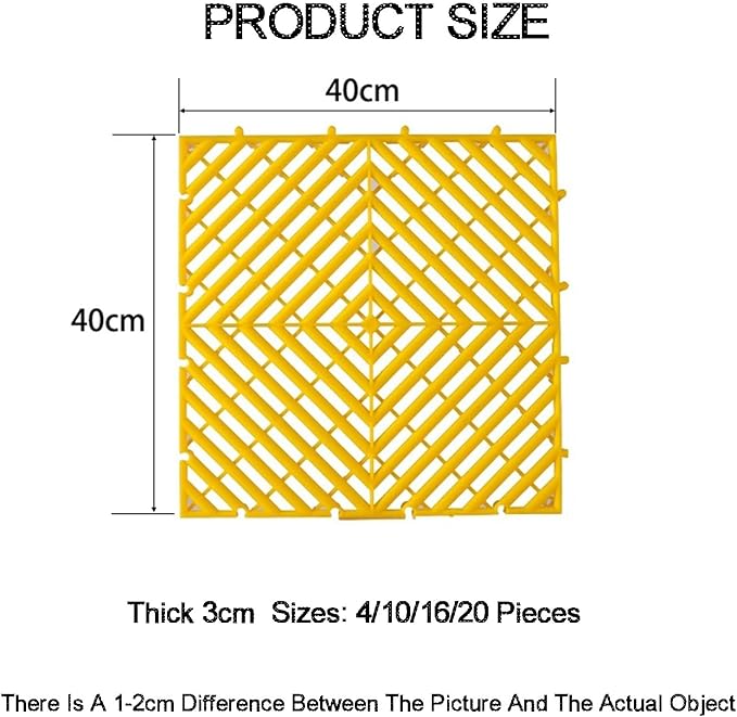 Trench Drainage GrateDrain Covers OutdoorModular Interlocking Mats Multicolor 40x40x3cm 4-20 Pcs Pack 4 Ton Capacity(Yellow20 pieces)
